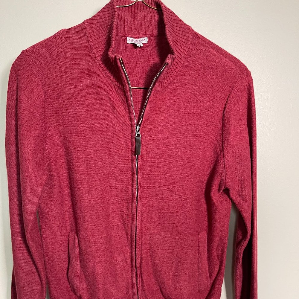 Merona Men's Full Zip Sweater Jacket | Color: Ruby Red | Size: M